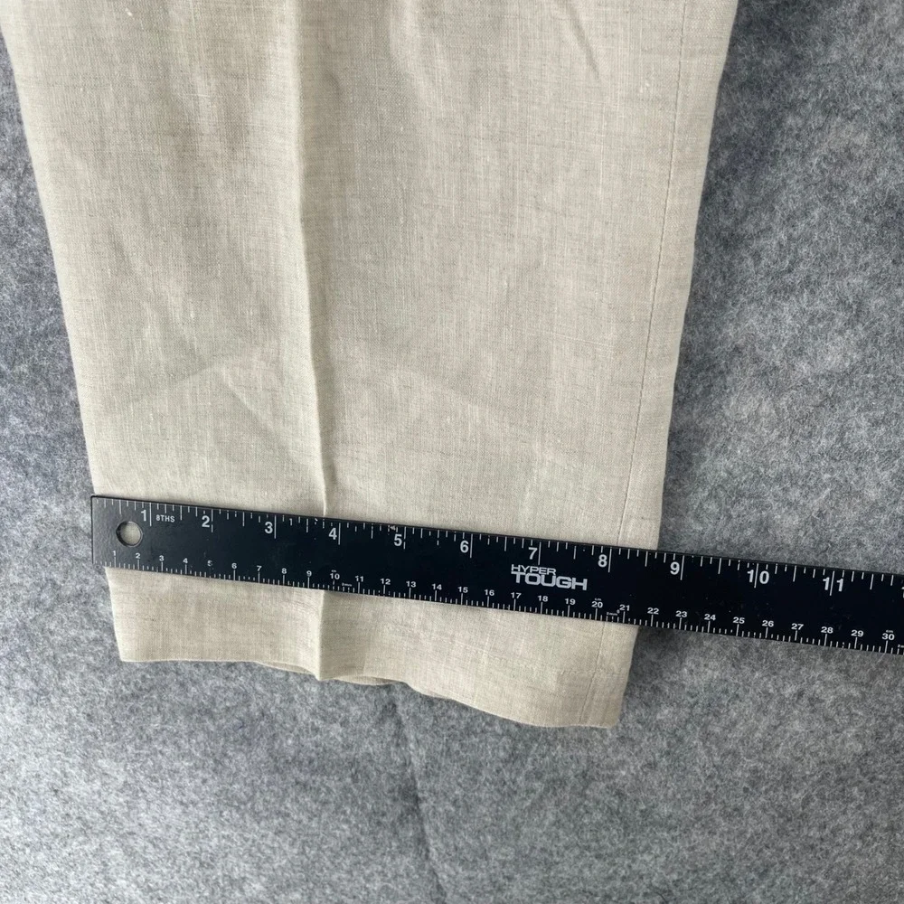Tasso Elba Pants Men 30x30 Beige 100% Linen Drawstring Straight Leg Trousers